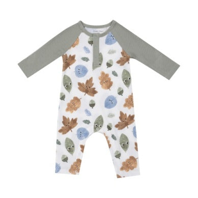 Cuddly Leaves L/s Raglan Henley Romper