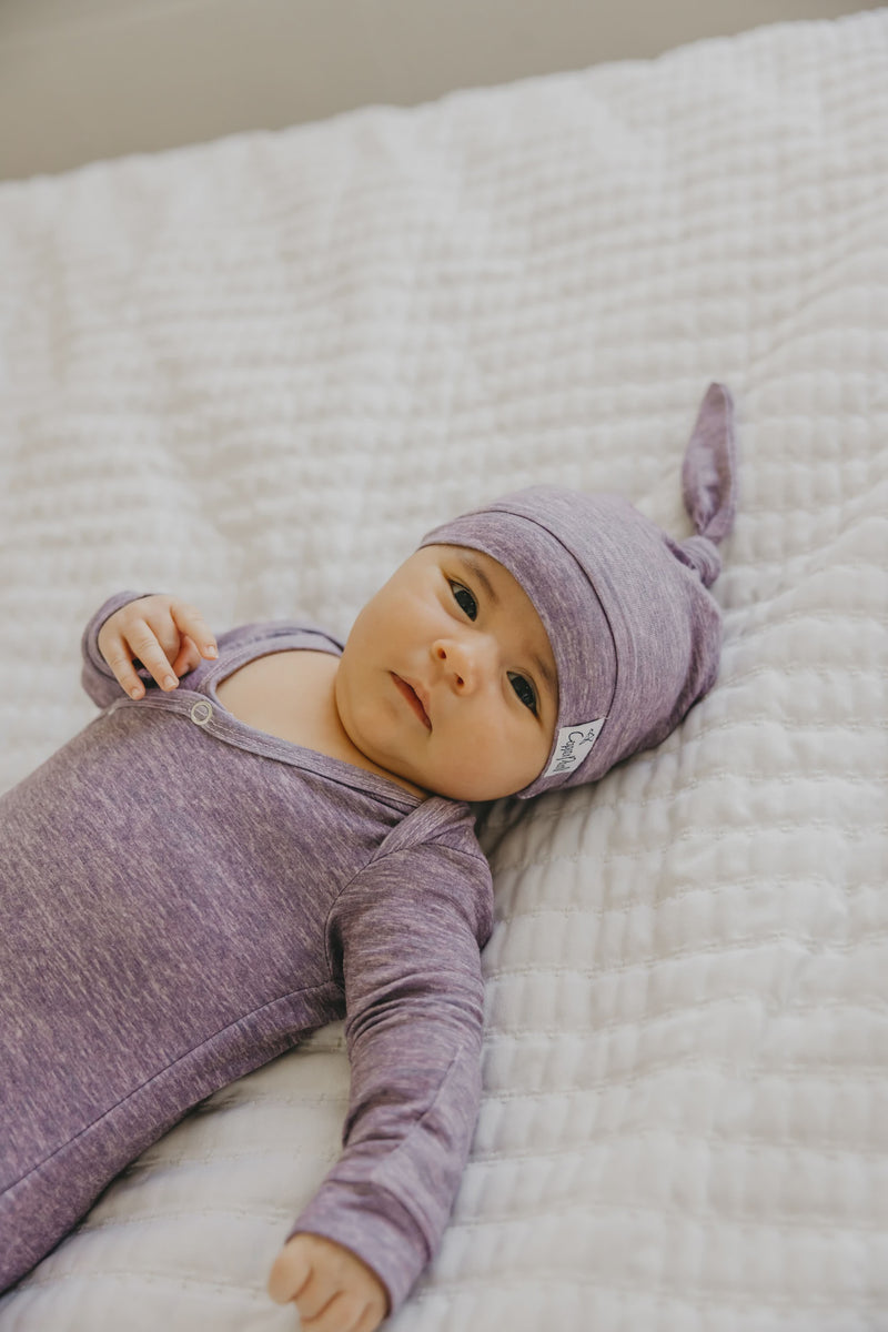 Violet Top Knot Hat *